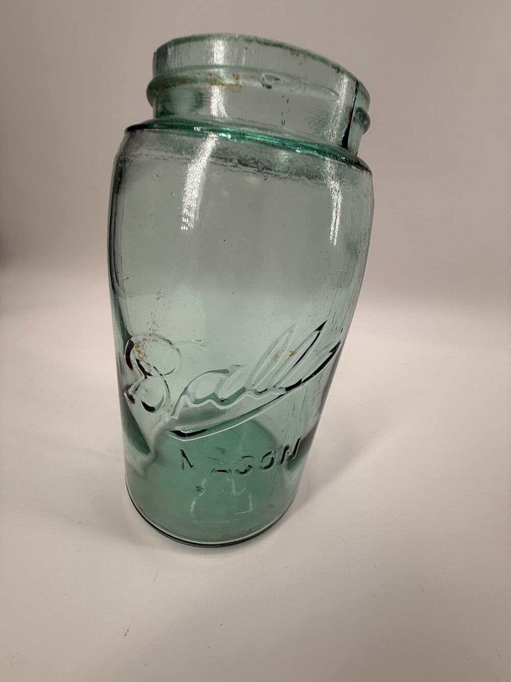 Vintage Ball  Mason Jar Aqua Green Glass Quart Canning Bottom Mark 11